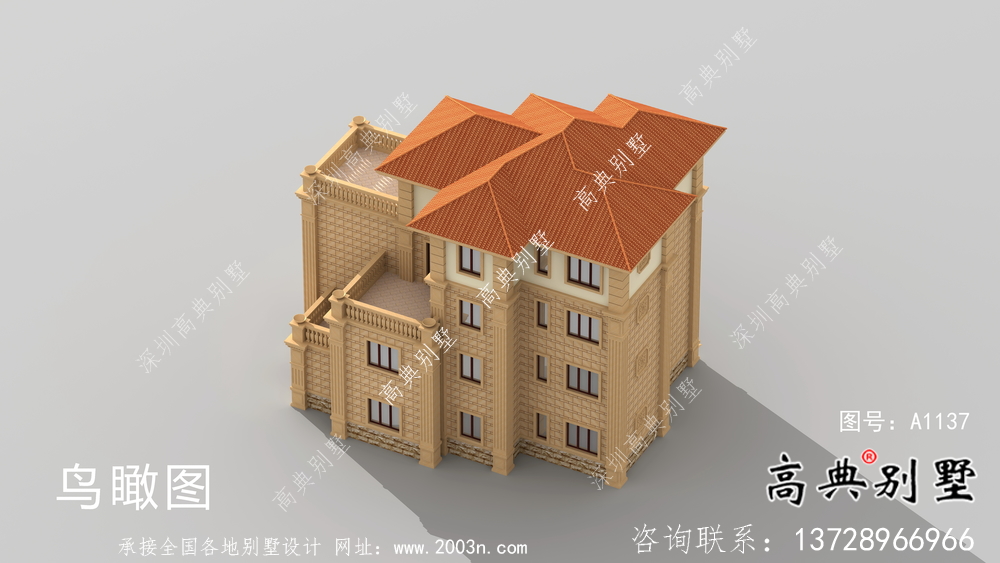 歐式古典四層別墅外觀設計效果圖大全