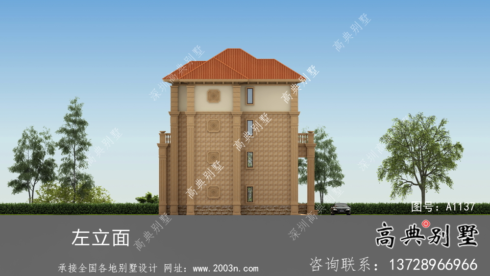 歐式古典四層別墅外觀設計效果圖大全