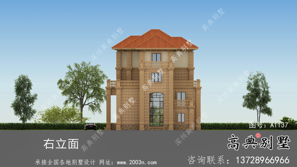 歐式古典四層別墅外觀設計效果圖大全