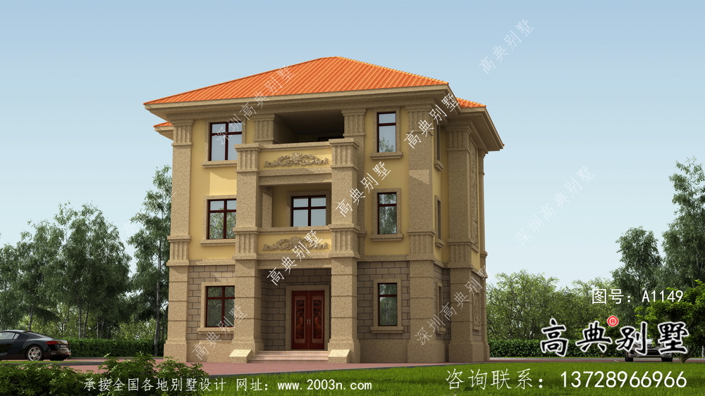 法式風格農村125平方米小別墅的設計圖