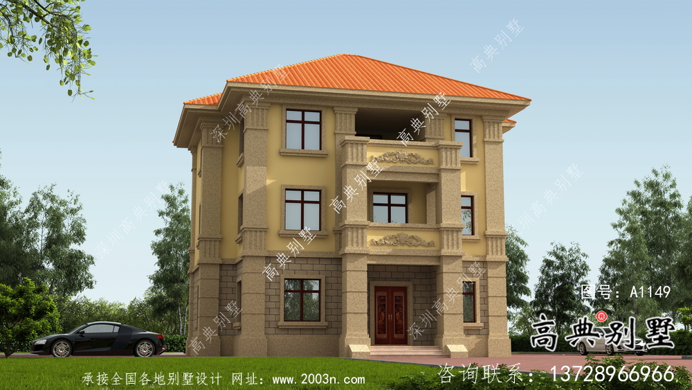 法式風格農村125平方米小別墅的設計圖