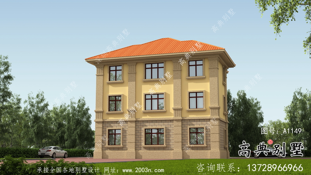 法式風格農村125平方米小別墅的設計圖