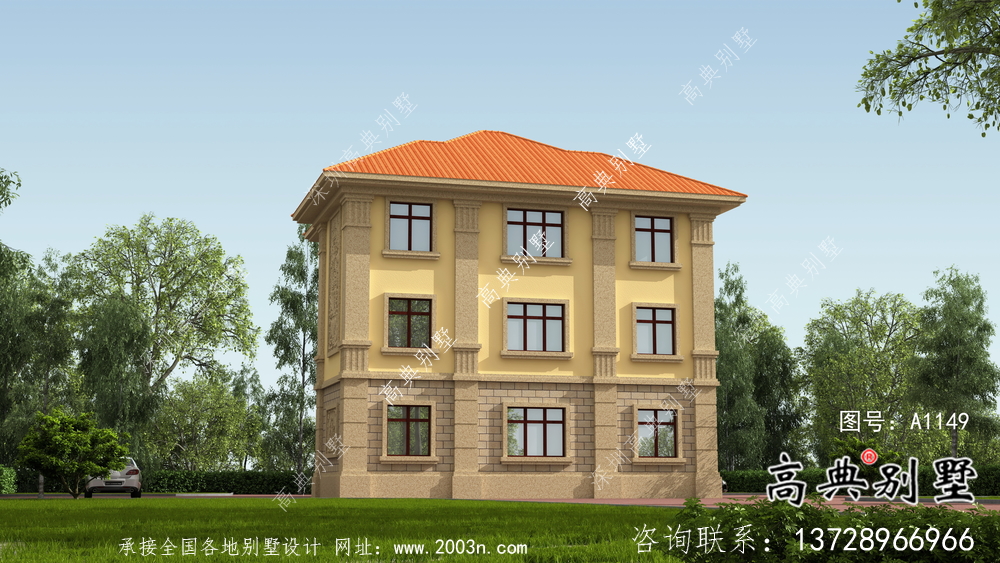 法式風格農村125平方米小別墅的設計圖