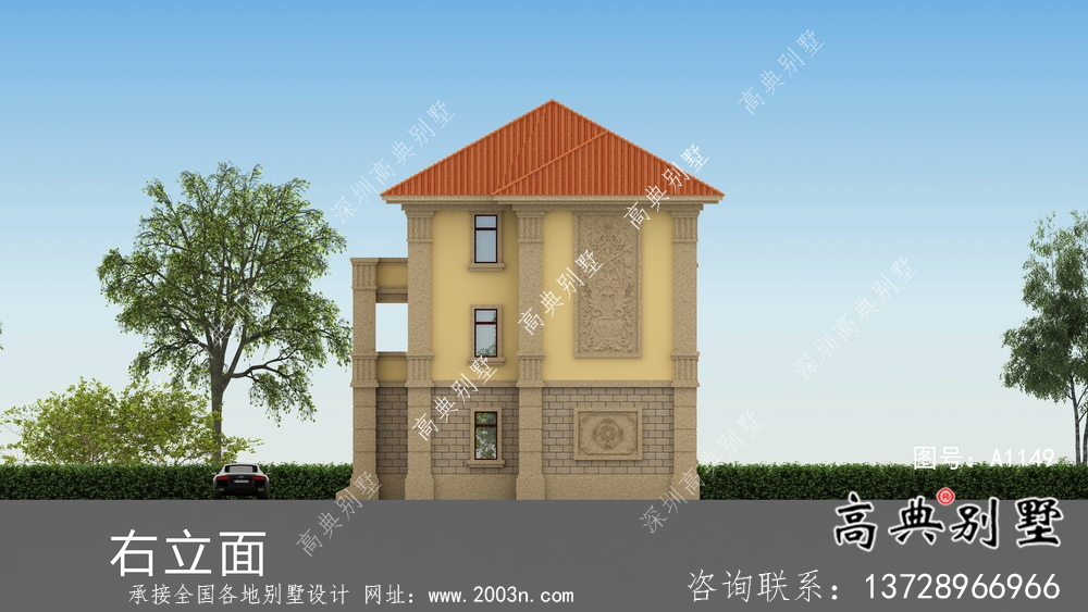 法式風格農村125平方米小別墅的設計圖