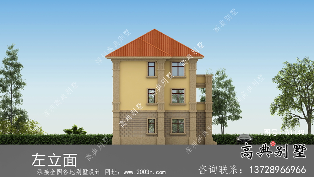 法式風格農村125平方米小別墅的設計圖