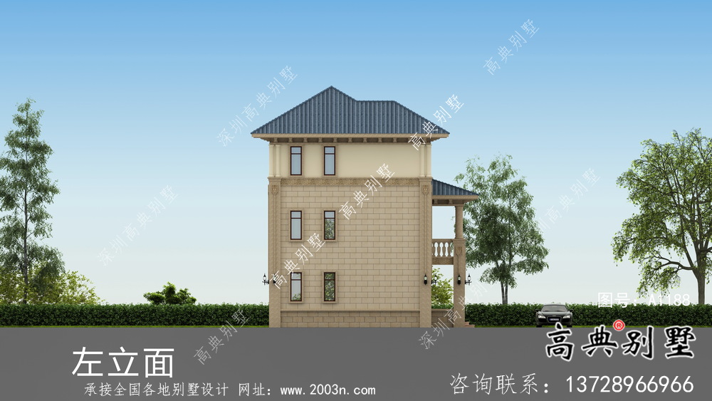鄉村復式三層歐式別墅設計圖紙及平面設計圖