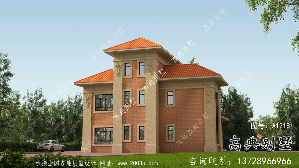 歐式三層古典小別墅設計圖及設計效果圖