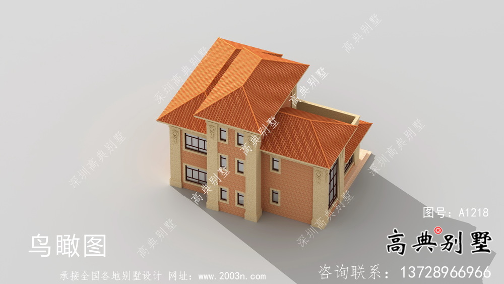 歐式三層古典小別墅設計圖及設計效果圖