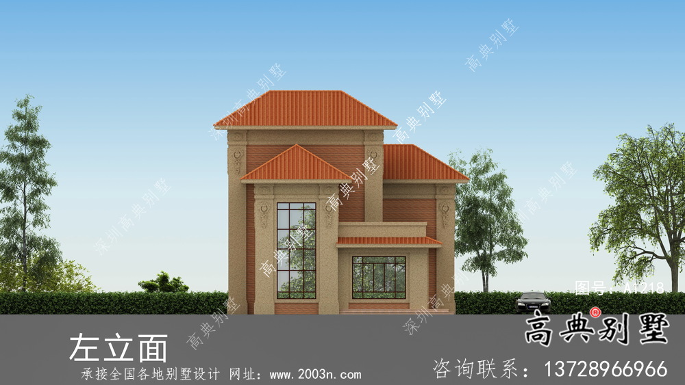 歐式三層古典小別墅設計圖及設計效果圖