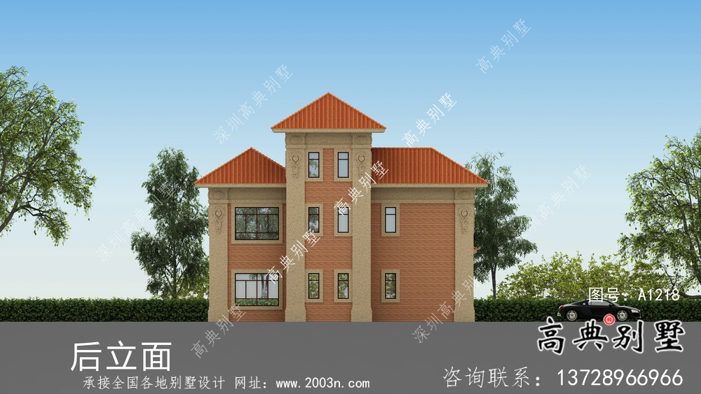 歐式三層古典小別墅設計圖及設計效果圖