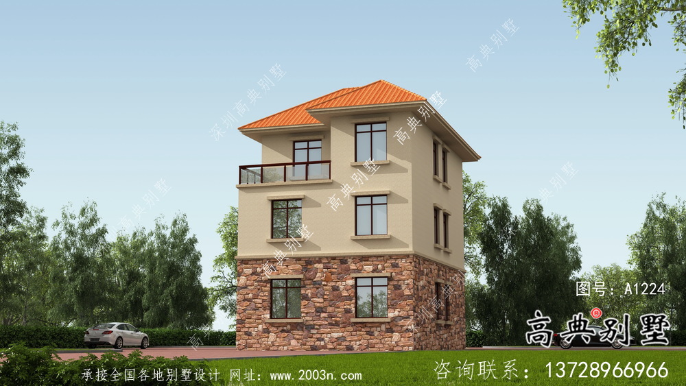 鄉(xiāng)村93平米帶車庫小別墅設(shè)計圖