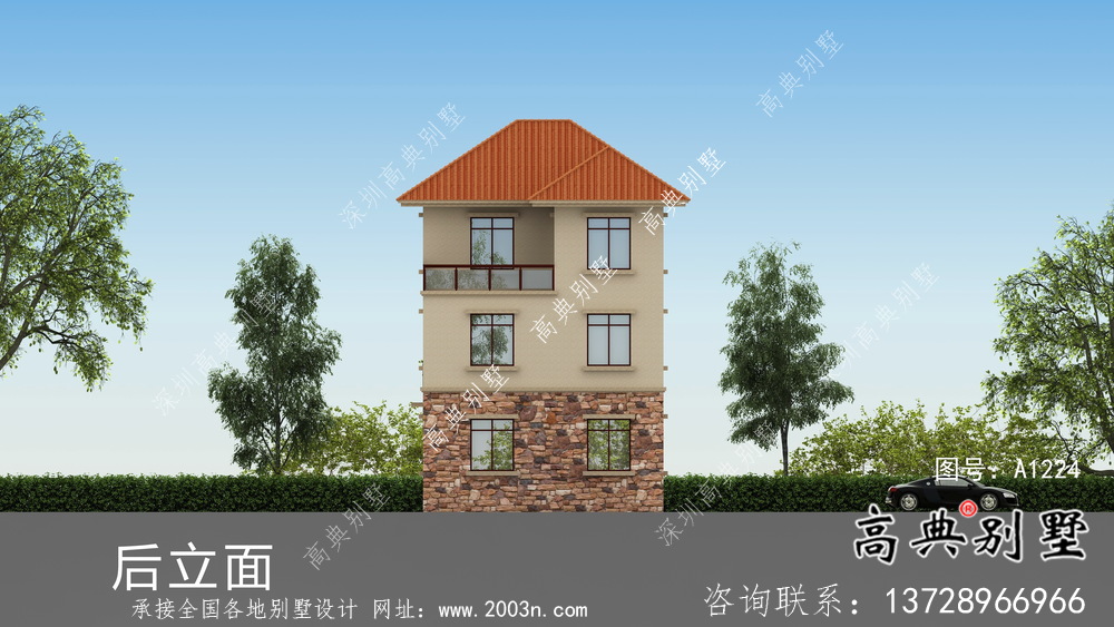 鄉(xiāng)村93平米帶車庫小別墅設(shè)計圖
