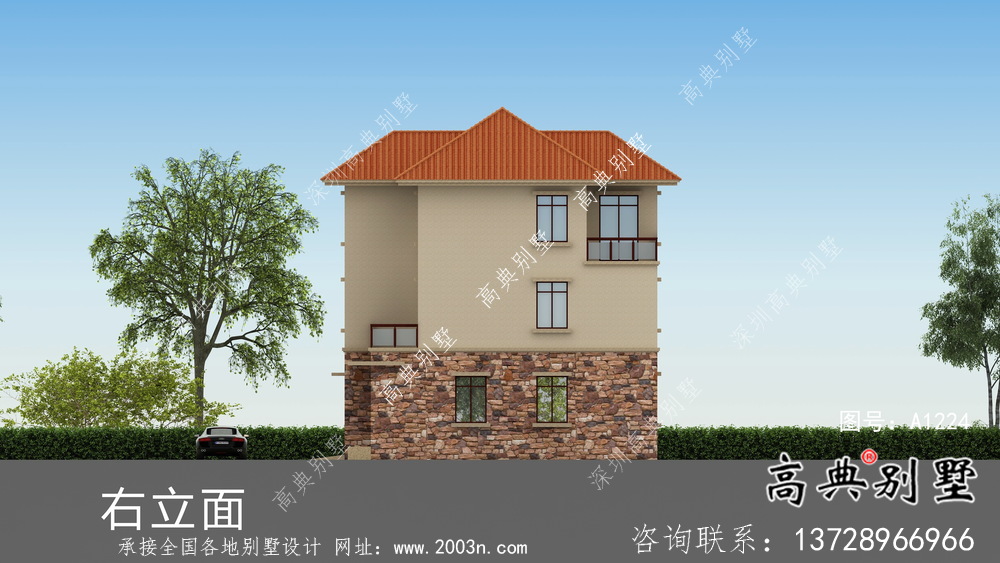 鄉(xiāng)村93平米帶車庫小別墅設(shè)計圖