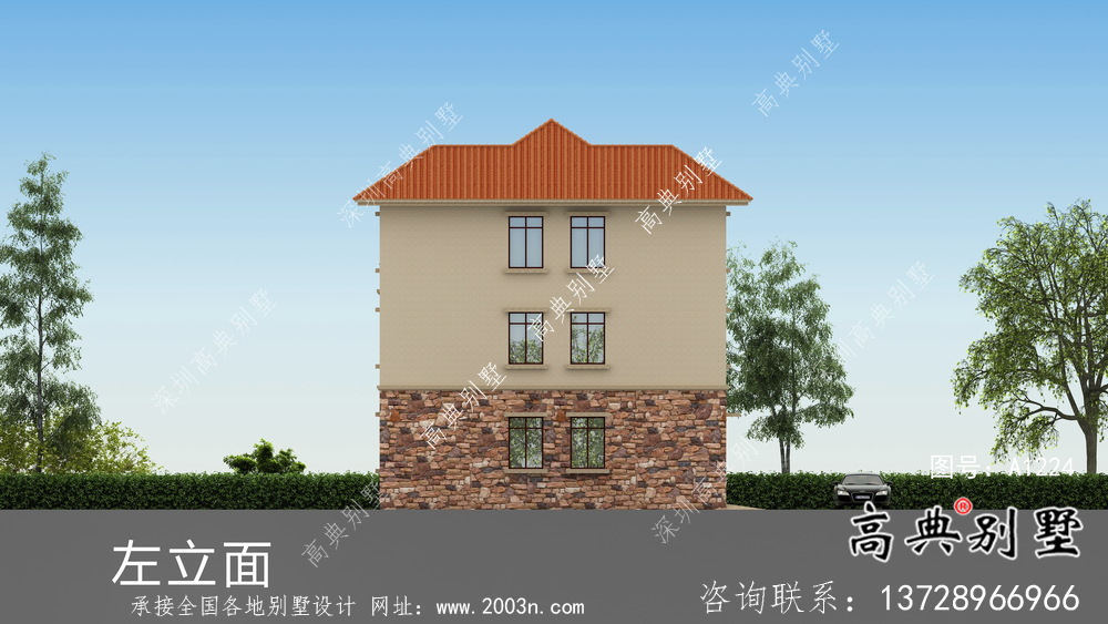 鄉(xiāng)村93平米帶車庫小別墅設(shè)計圖