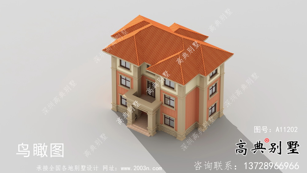 歐式三層農村別墅設計圖紙及效果圖