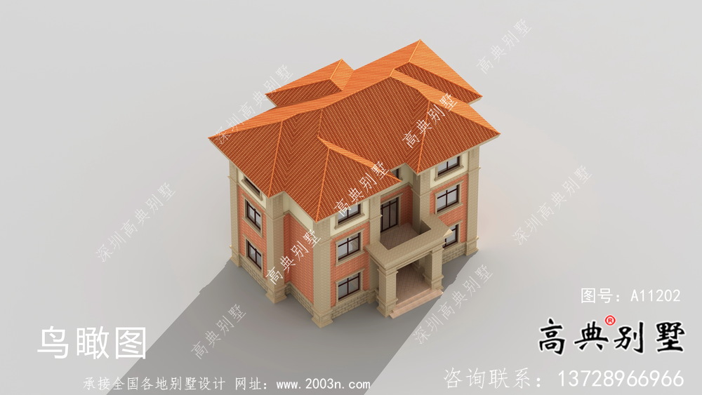 歐式三層農村別墅設計圖紙及效果圖