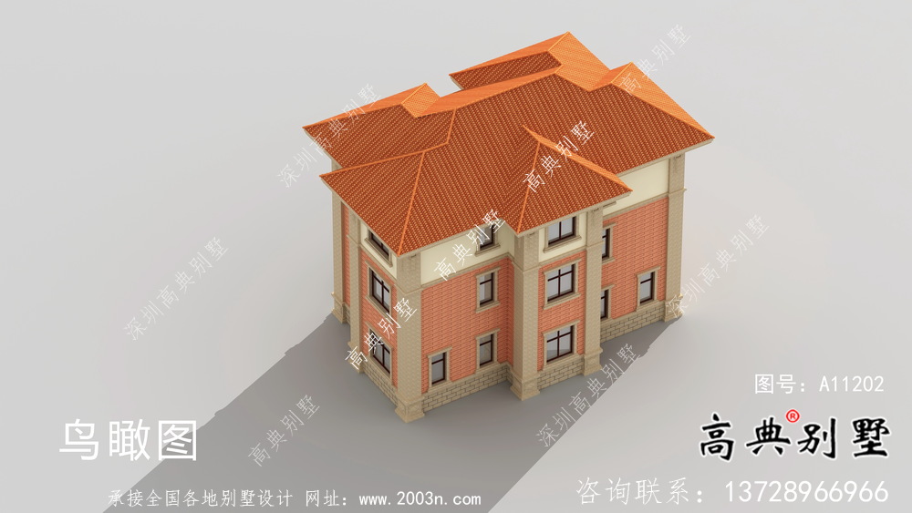 歐式三層農村別墅設計圖紙及效果圖
