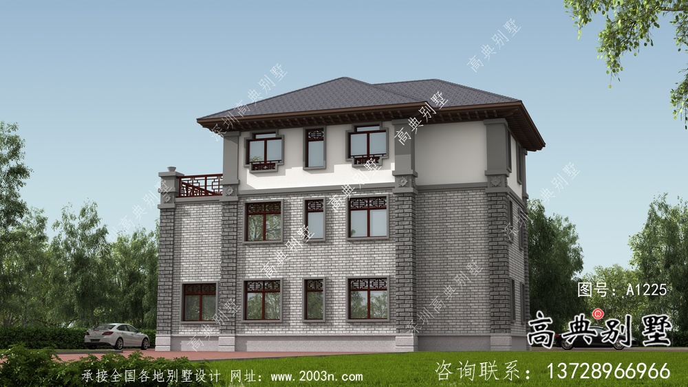鄉村新中式風格獨棟別墅設計圖及設計效果圖