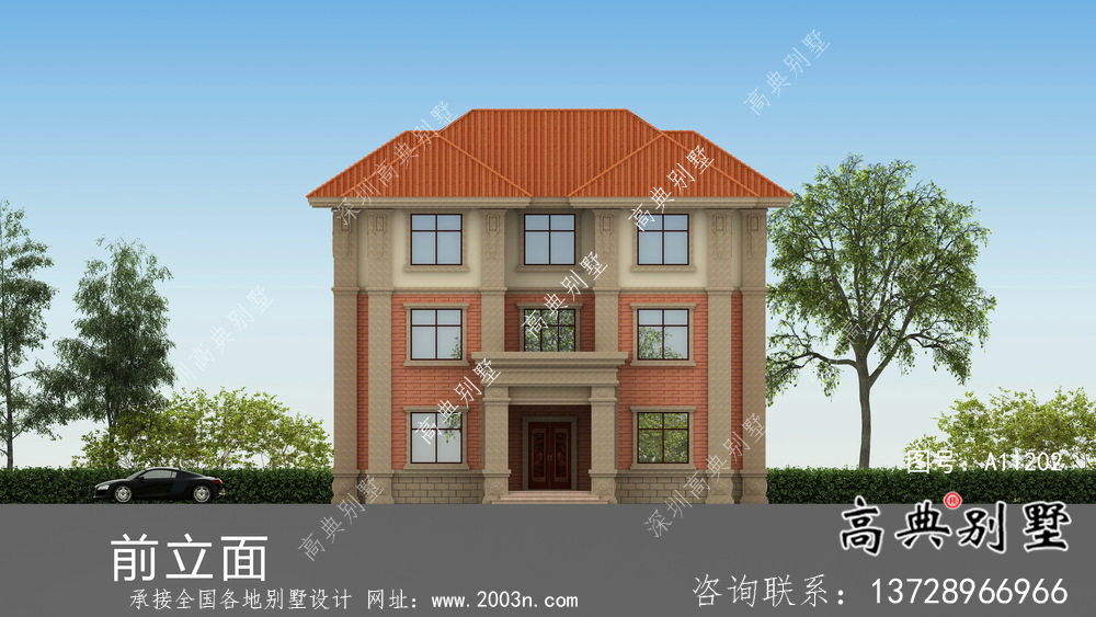 歐式三層農村別墅設計圖紙及效果圖