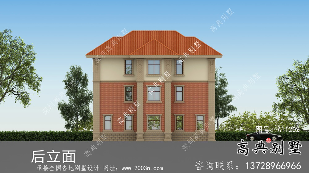 歐式三層農村別墅設計圖紙及效果圖