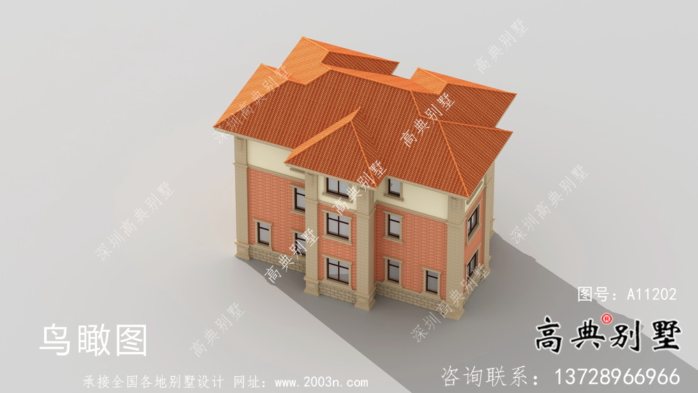 歐式三層農村別墅設計圖紙及效果圖