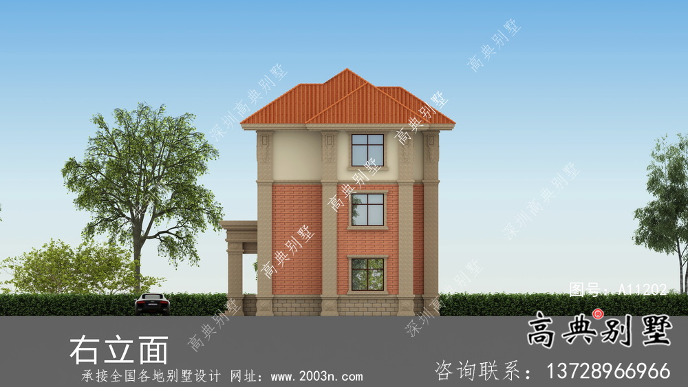歐式三層農村別墅設計圖紙及效果圖