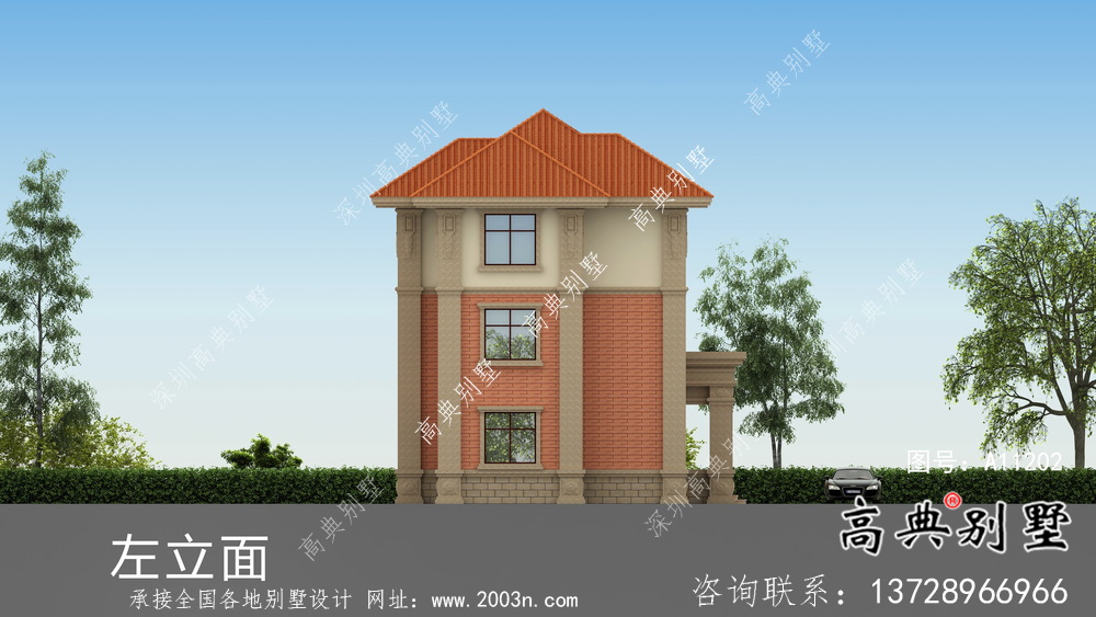 歐式三層農村別墅設計圖紙及效果圖
