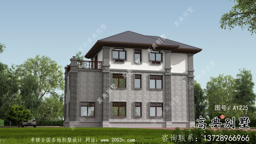鄉村新中式風格獨棟別墅設計圖及設計效果圖