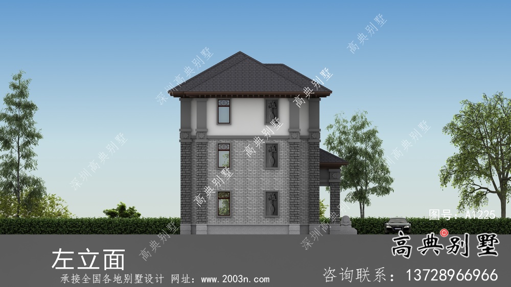 鄉村新中式風格獨棟別墅設計圖及設計效果圖