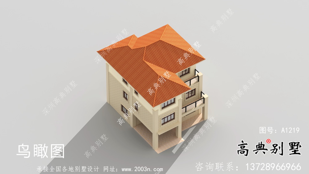 農村三層歐式別墅外觀效果圖及平面設計圖
