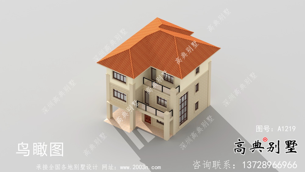 農村三層歐式別墅外觀效果圖及平面設計圖
