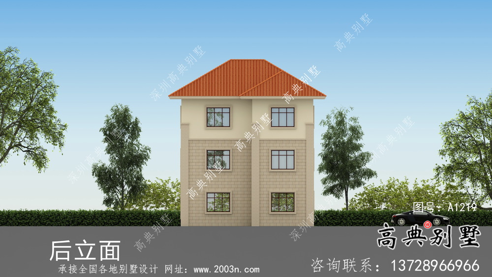 農村三層歐式別墅外觀效果圖及平面設計圖