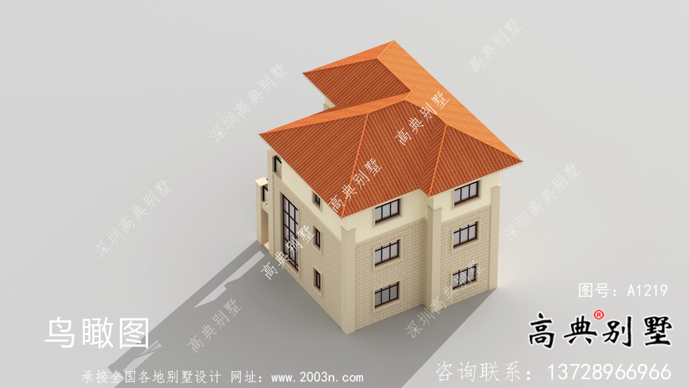 農村三層歐式別墅外觀效果圖及平面設計圖