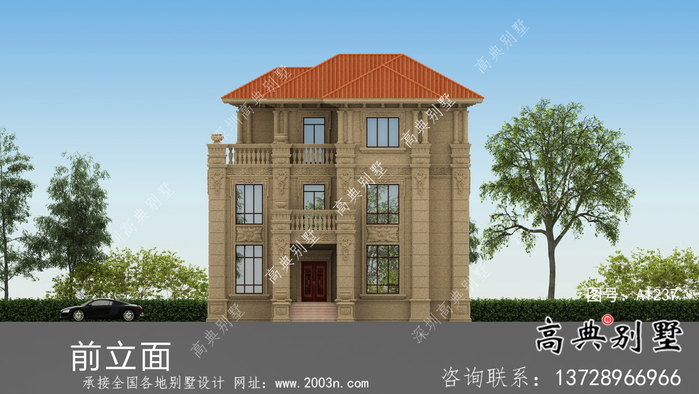 農村三層歐式別墅效果圖施工圖