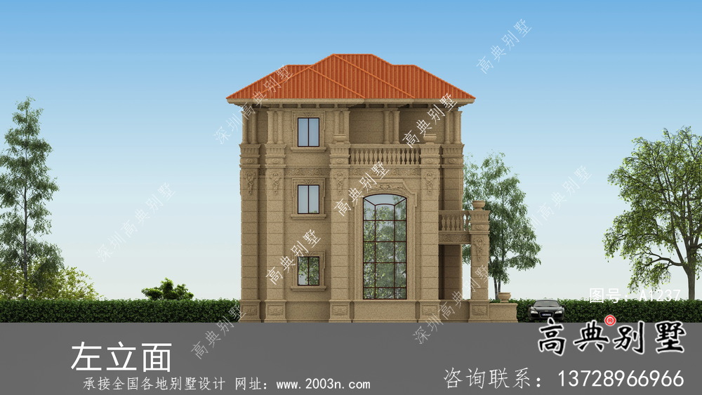 農村三層歐式別墅效果圖施工圖