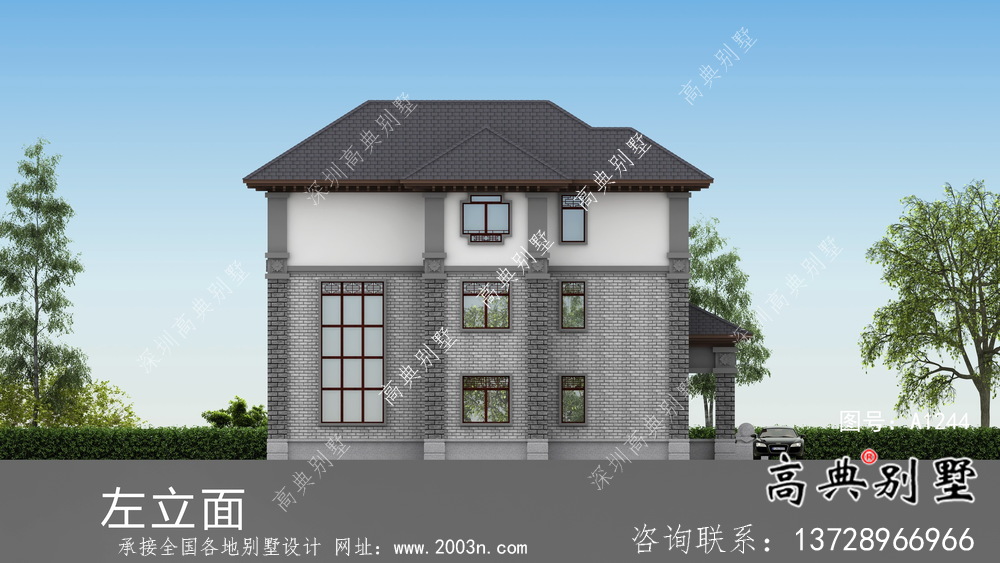 帶車庫與的農村獨棟別墅圖紙大全