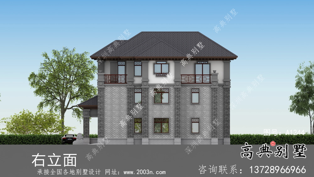 帶車庫與的農村獨棟別墅圖紙大全