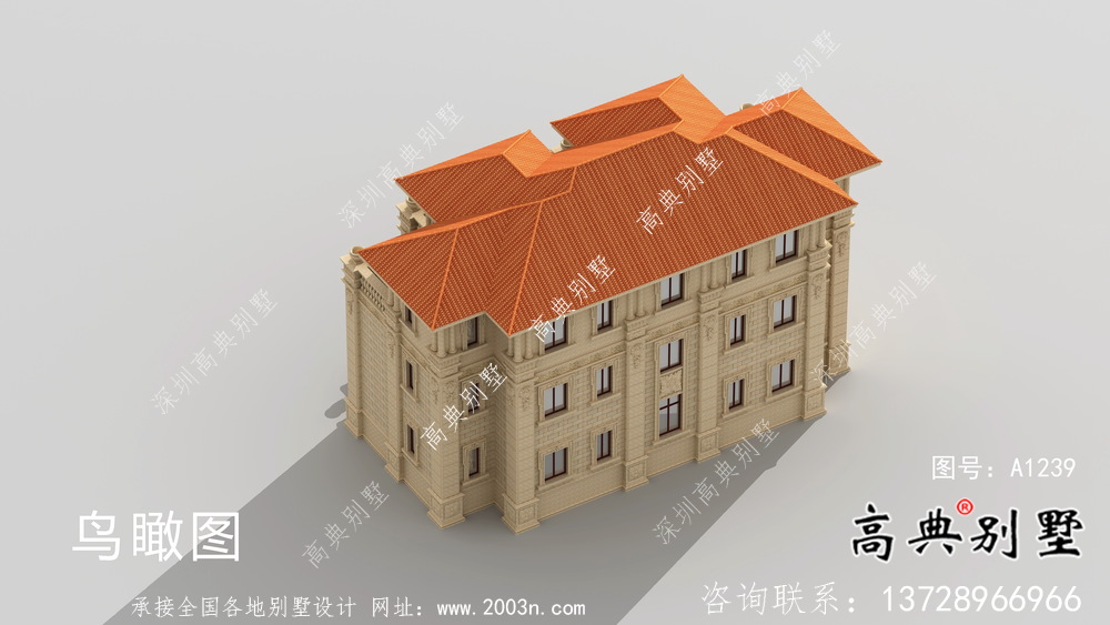 雙拼三層農村歐式別墅設計效果圖