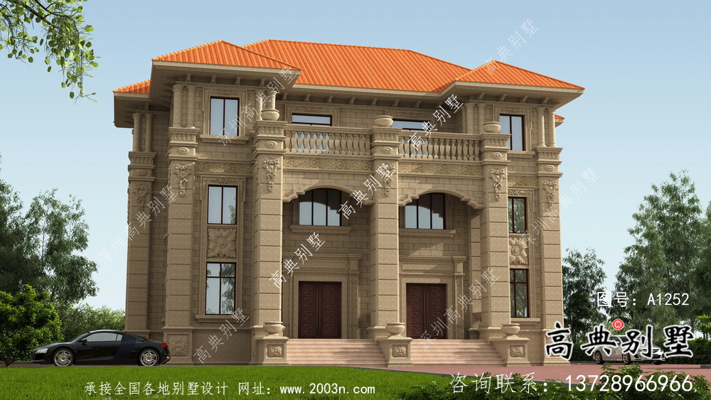 歐式三層雙拼別墅設計圖紙及效果圖大全