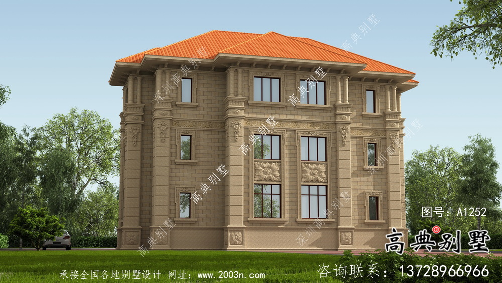 歐式三層雙拼別墅設計圖紙及效果圖大全