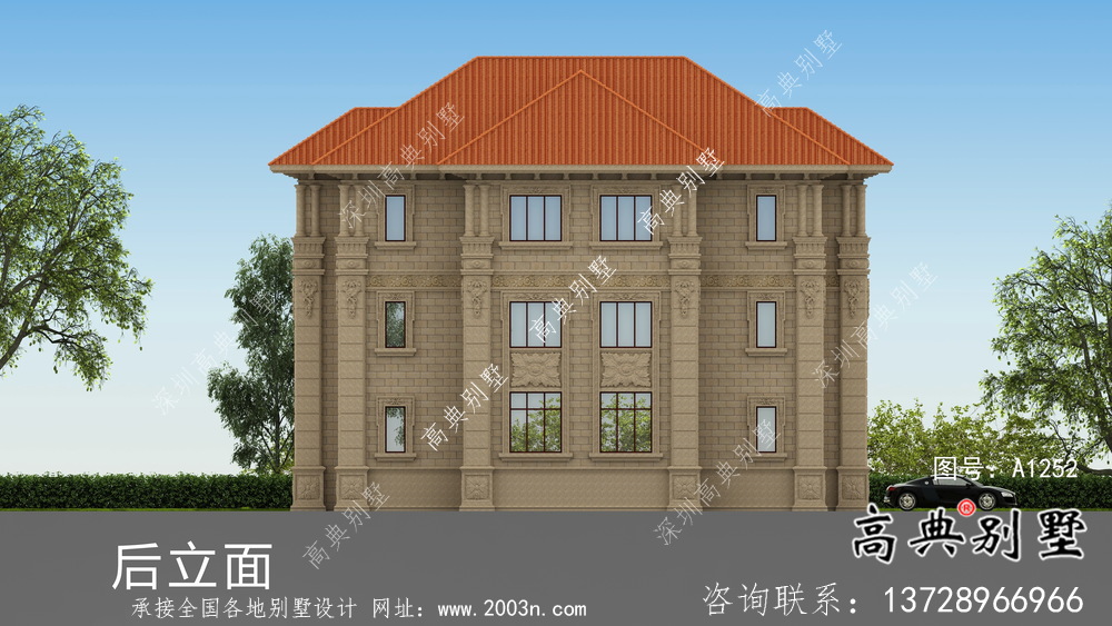 歐式三層雙拼別墅設計圖紙及效果圖大全