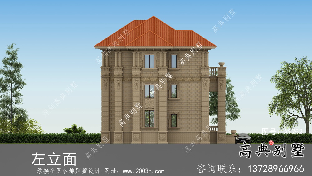 歐式三層雙拼別墅設計圖紙及效果圖大全