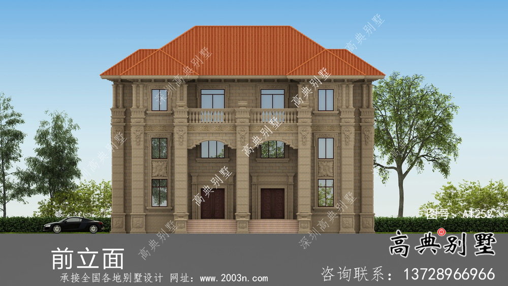 歐式三層雙拼別墅設計圖紙及效果圖大全