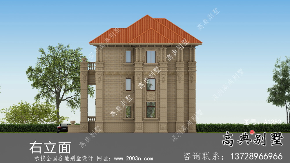歐式三層雙拼別墅設計圖紙及效果圖大全
