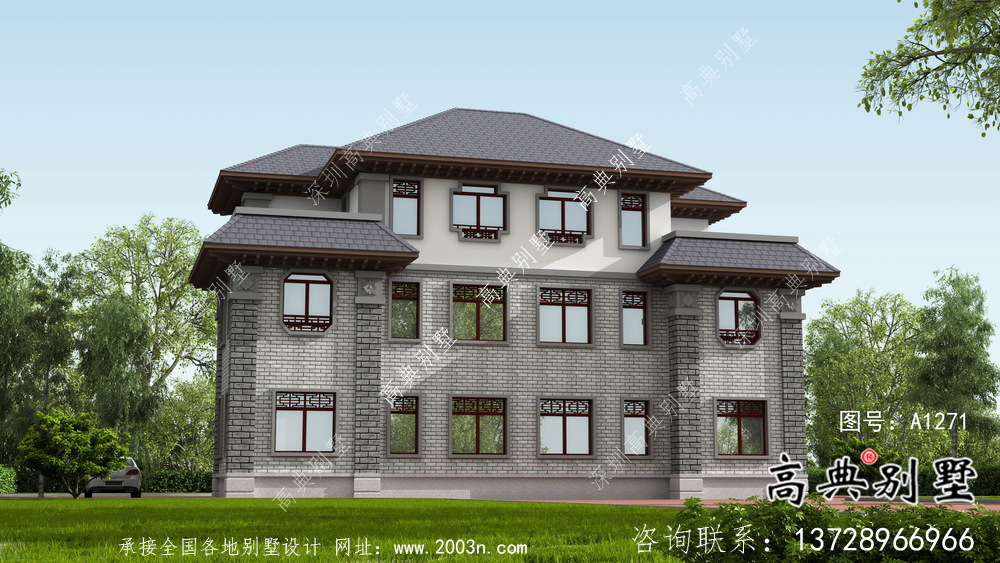 兄弟雙拼農村自建建筑設計圖紙及效果圖全集