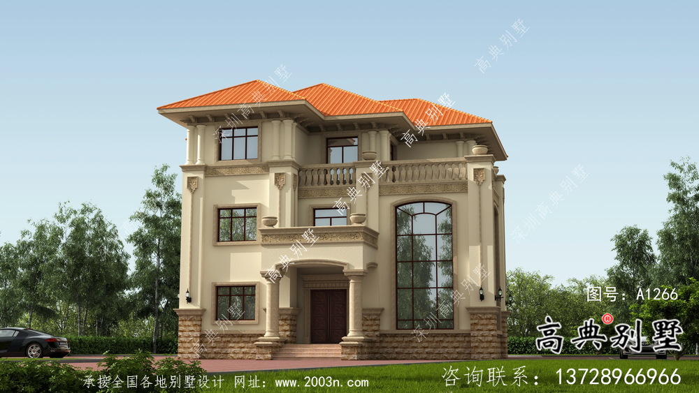 農(nóng)村復(fù)式二層新歐式別墅設(shè)計效果圖紙