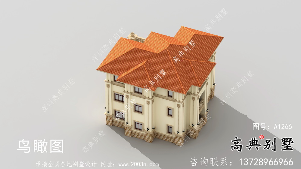 農(nóng)村復(fù)式二層新歐式別墅設(shè)計效果圖紙