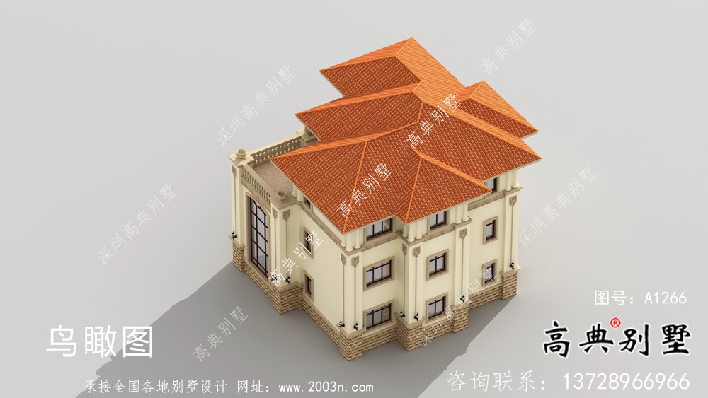 農(nóng)村復(fù)式二層新歐式別墅設(shè)計效果圖紙