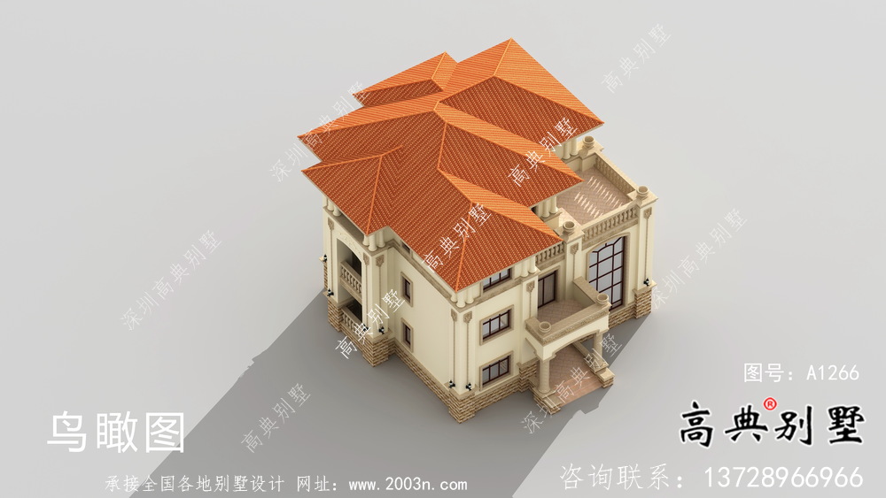 農(nóng)村復(fù)式二層新歐式別墅設(shè)計效果圖紙