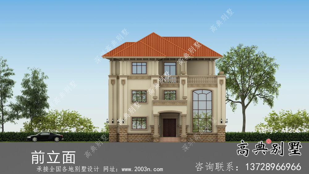 農(nóng)村復(fù)式二層新歐式別墅設(shè)計效果圖紙